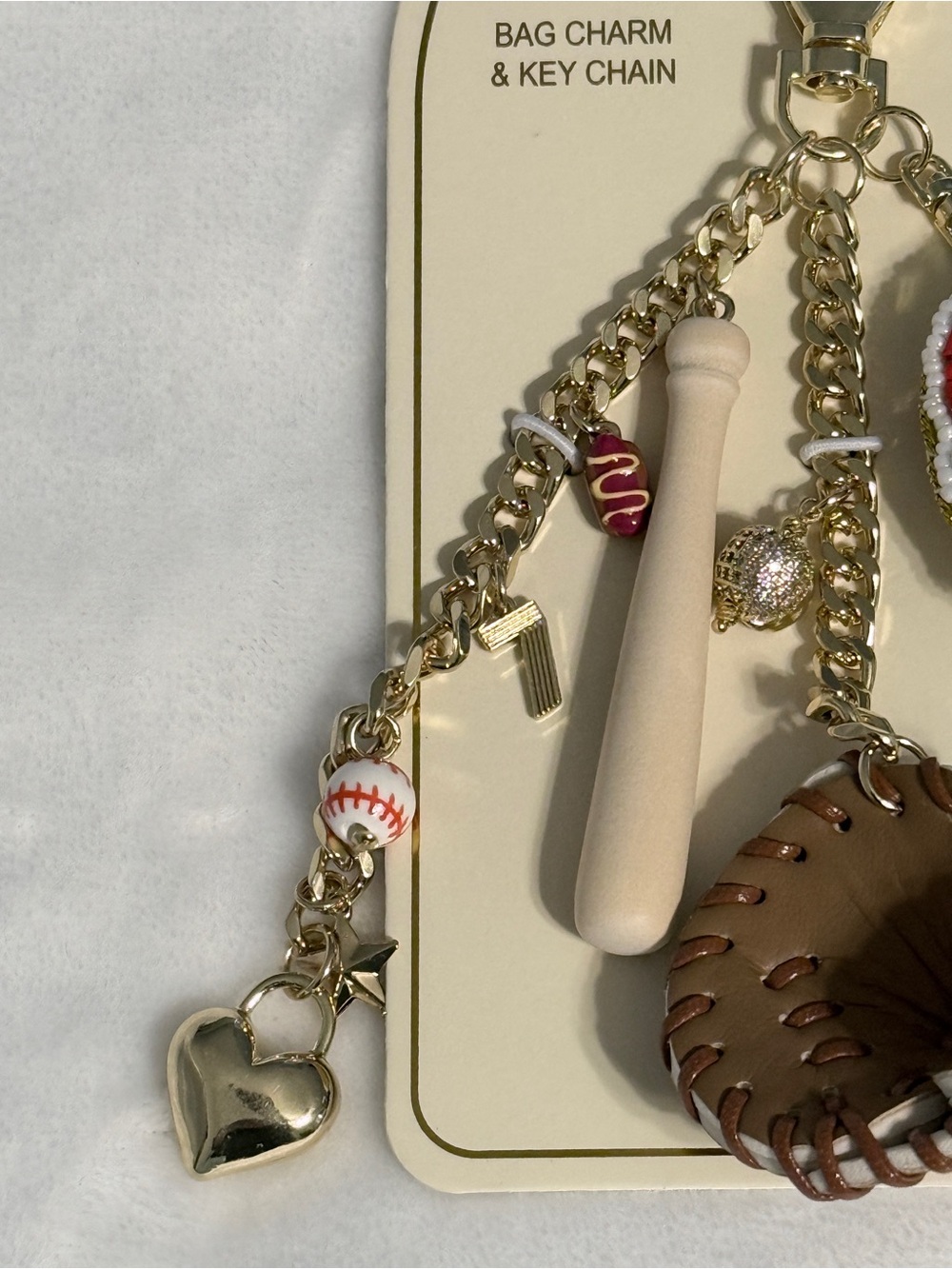 Eye Candy Los Angeles Baseball Charm Keychain with Bat, Glove & Beaded Ball - Picture 2 of 5